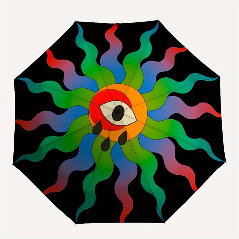 

1pc Psychedelic Eye Automatic Open/close Folding Umbrella, Compact Portable Travel Umbrella, Durable Construction yy250809133