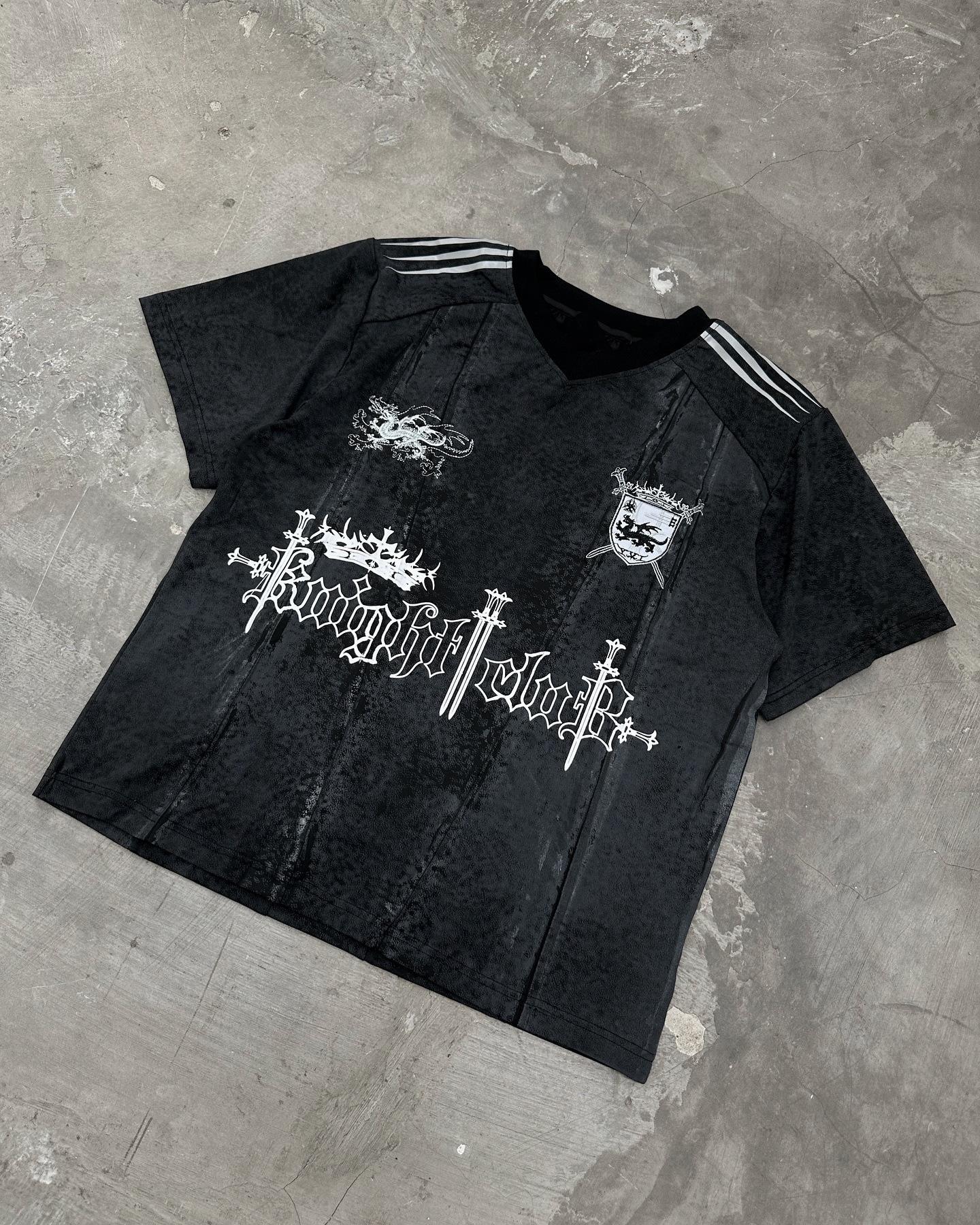 

Темный Ретро Унисекс Топ с Коротким Рукавом в Стиле Харадзюку на Лето Extra Large чёрный