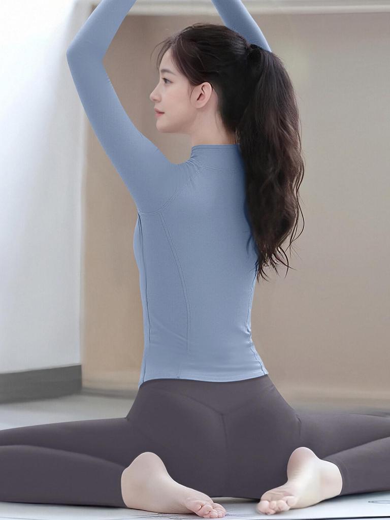 2025 Autumn Winter Stand Collar Slimming Yoga Jacket - Long Sleeve Professional Pilates Fitness Top