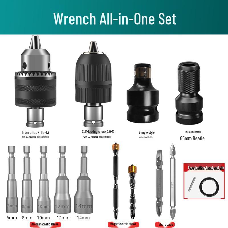 Multi-Functional Electric Drill Chuck and Air Impact Wrench Adapter