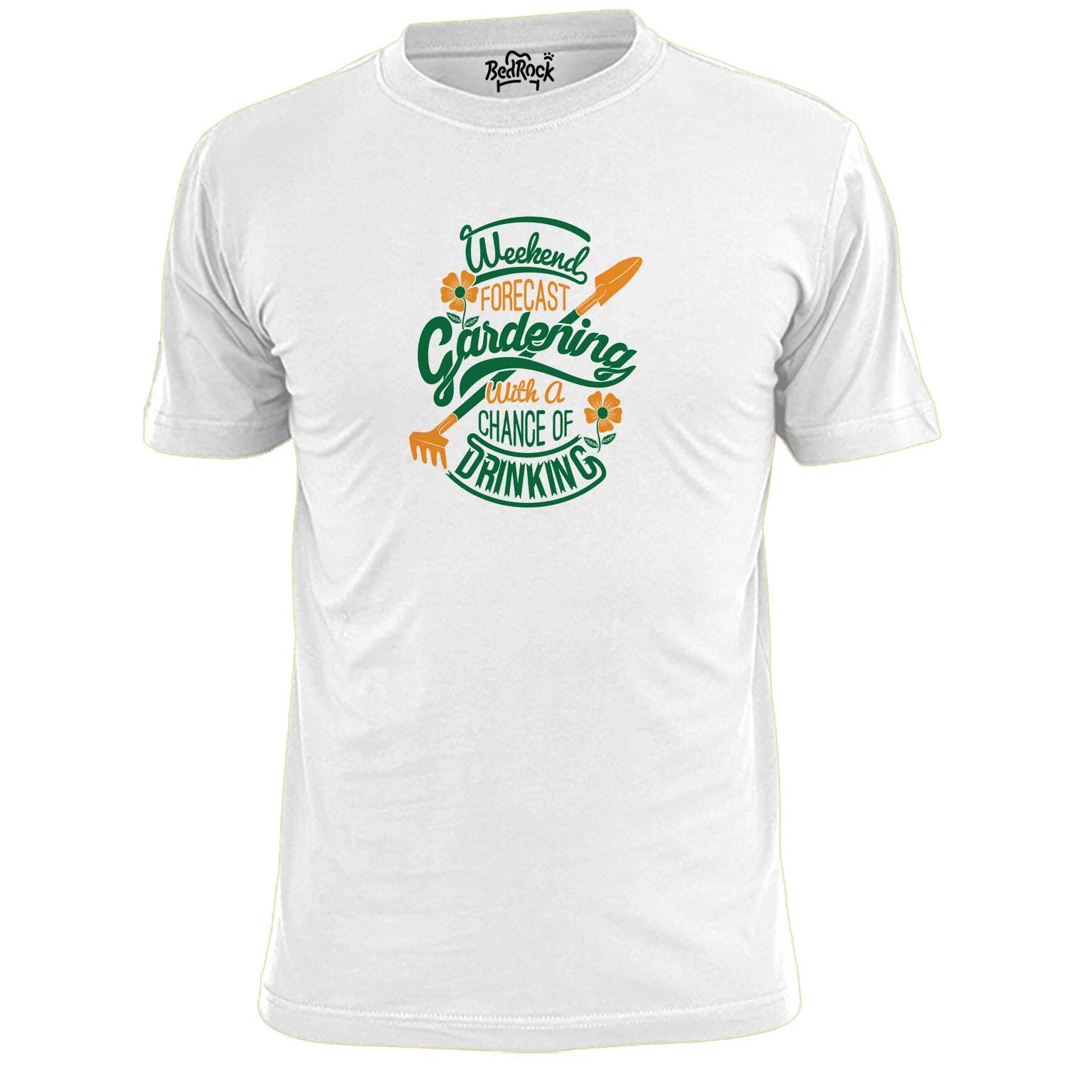 Mens Forecast Gardening With A Chance Of Drinking Funny T shirt Garden Flowers 2XL