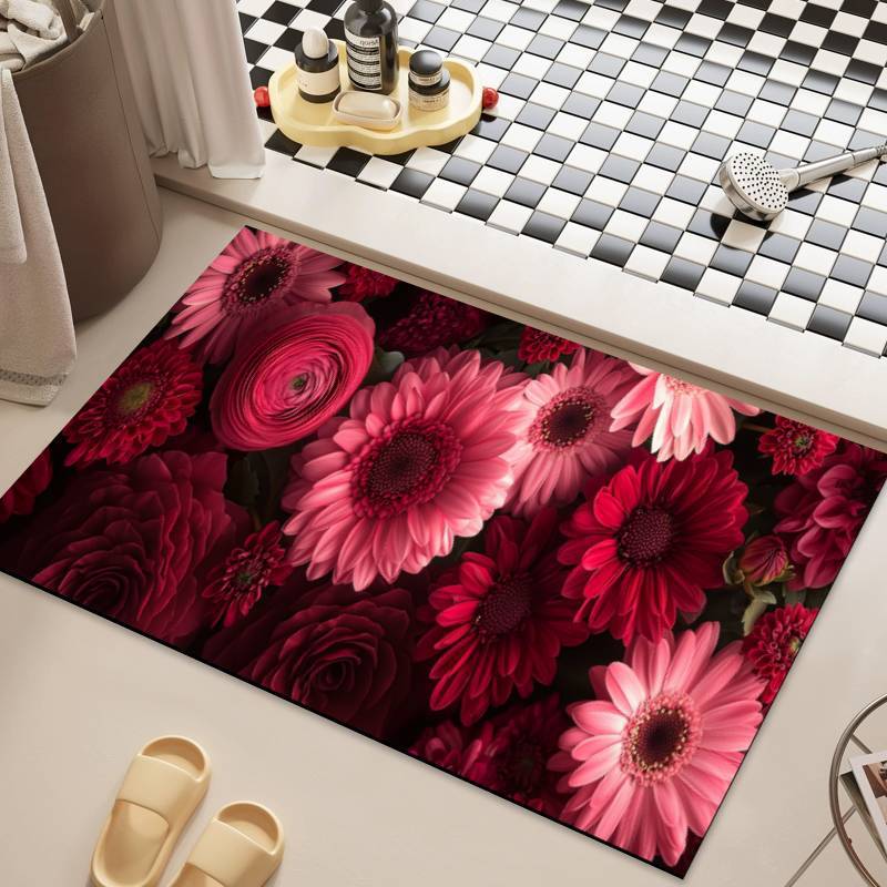 Blume Kieselgur Fußmatte Badezimmer Duschraum Rutschfeste Fußmatte Badezimmer Saugfähig Schnelltrocknend Fußmatte