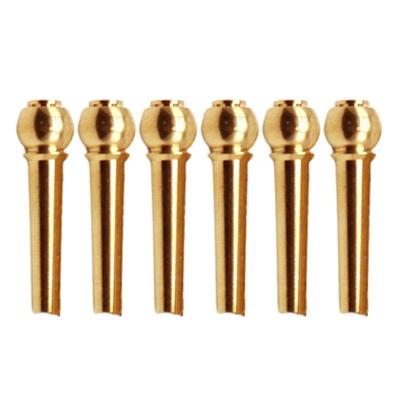 Pack of 6 Guitar Bridge Pins Brass Endpin for Acoustic Guitar 6 Strings Nail Pegs Fixed Cone Replacement Parts