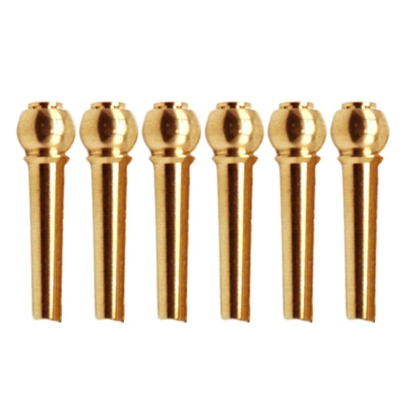 Pack of 6 Guitar Bridge Pins Brass Endpin for Acoustic Guitar 6 Strings Nail Pegs Fixed Cone Replacement Parts