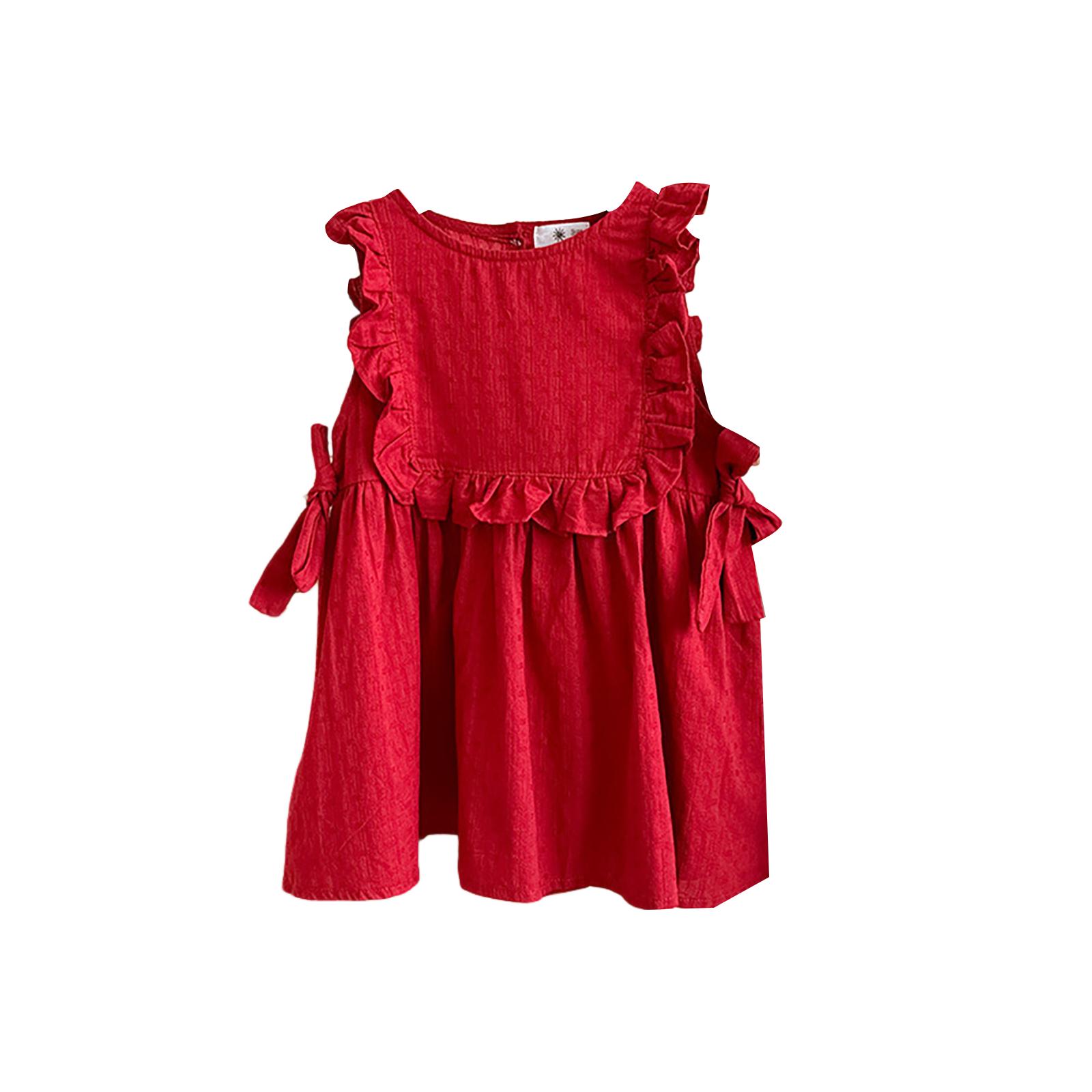 

Personalized Custom Embroidered Children s Clothing For Girls, Sweet And Fashionable Vest Leaf Dress 140 красный