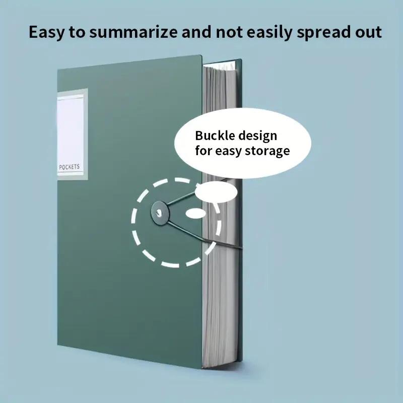 2pcs A4 File Folder with 60 Plastic Pockets Portable Organizer for Office School Home Visible Professional Document File Storage