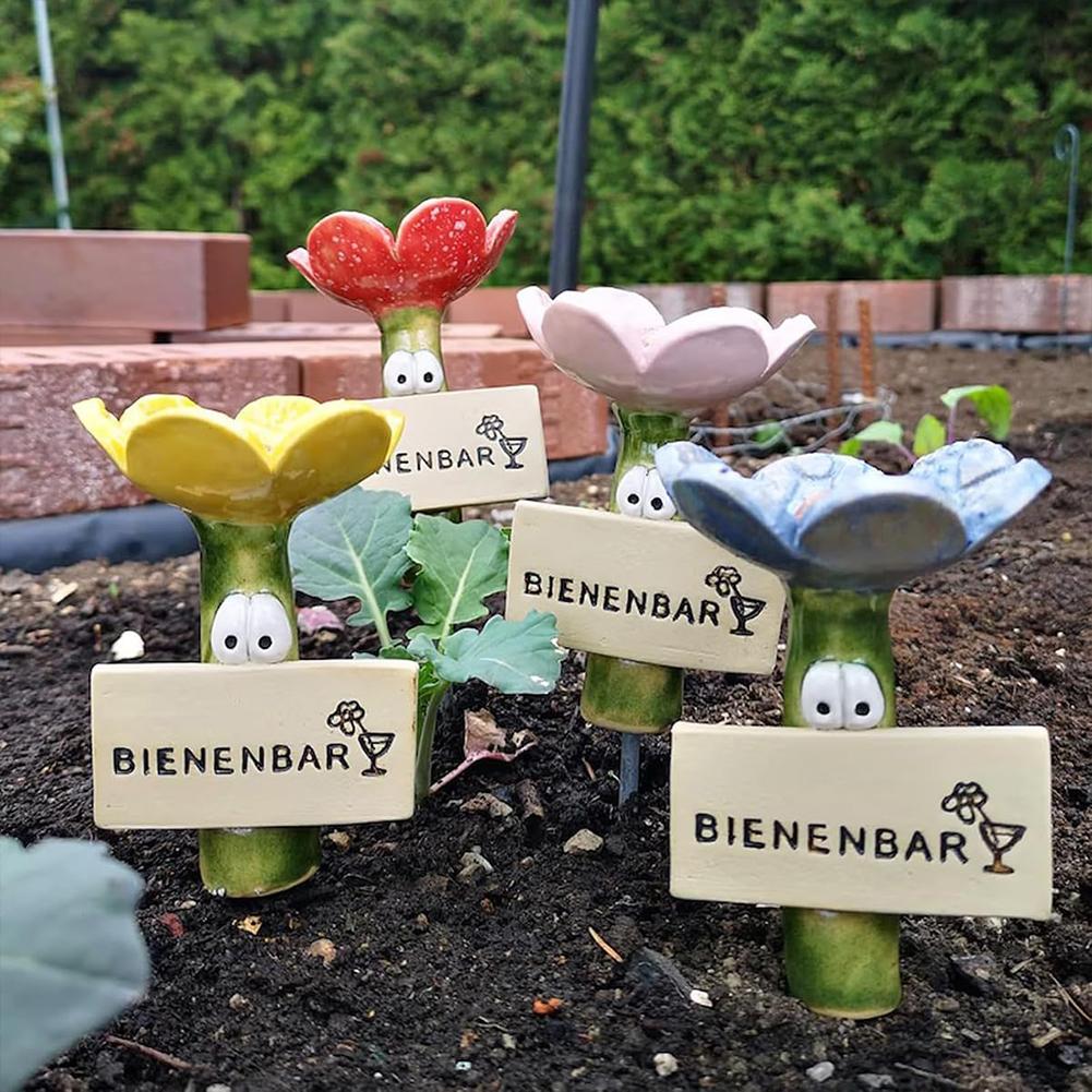 Insect Drinker Resin Simulated Flower Shaped Insect Drinking Tool Bee Drinkers Butterfly Drinking Cups for Wild Bees and Insects