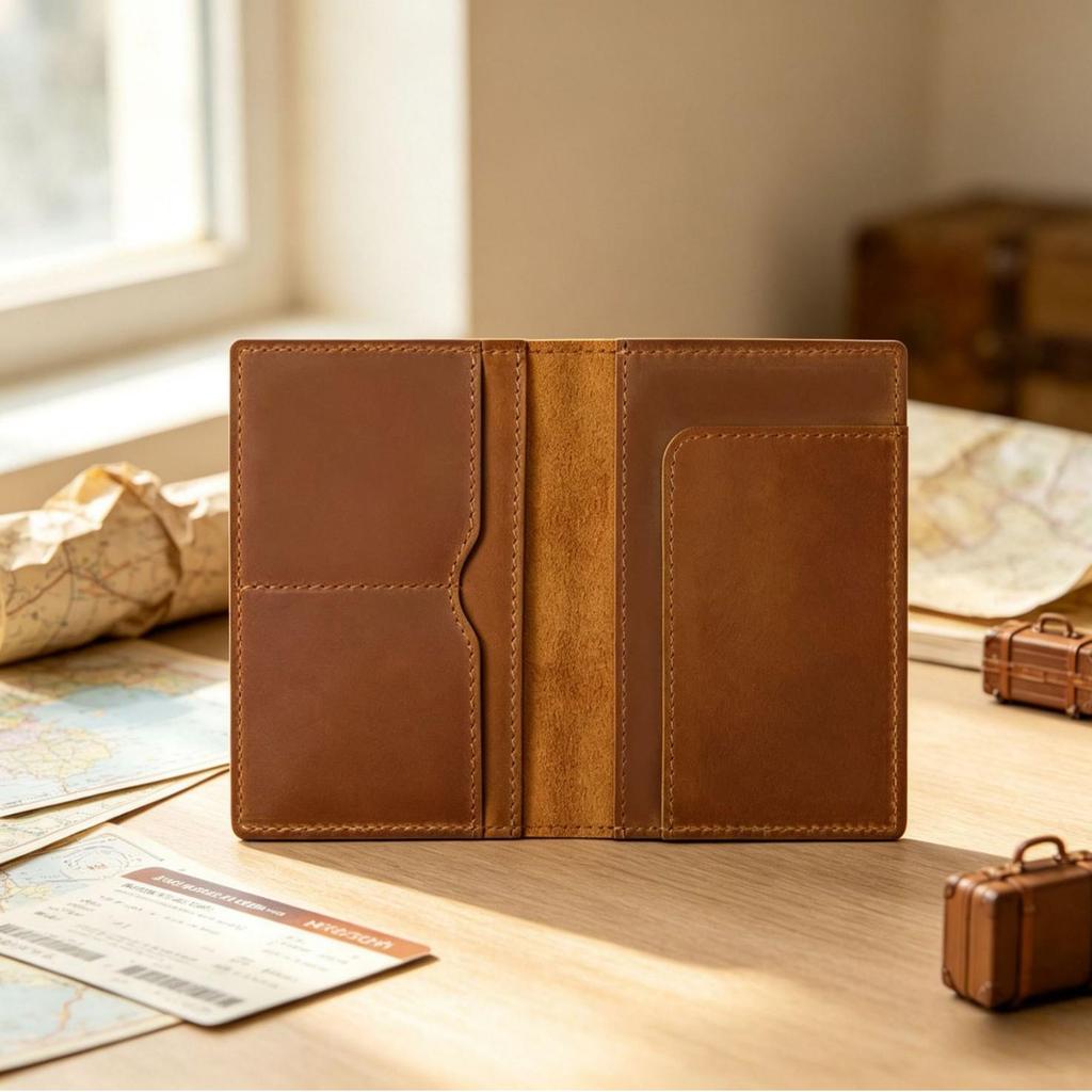 Handmade Cowhide Passport & Card Holder Retro Creative Cover