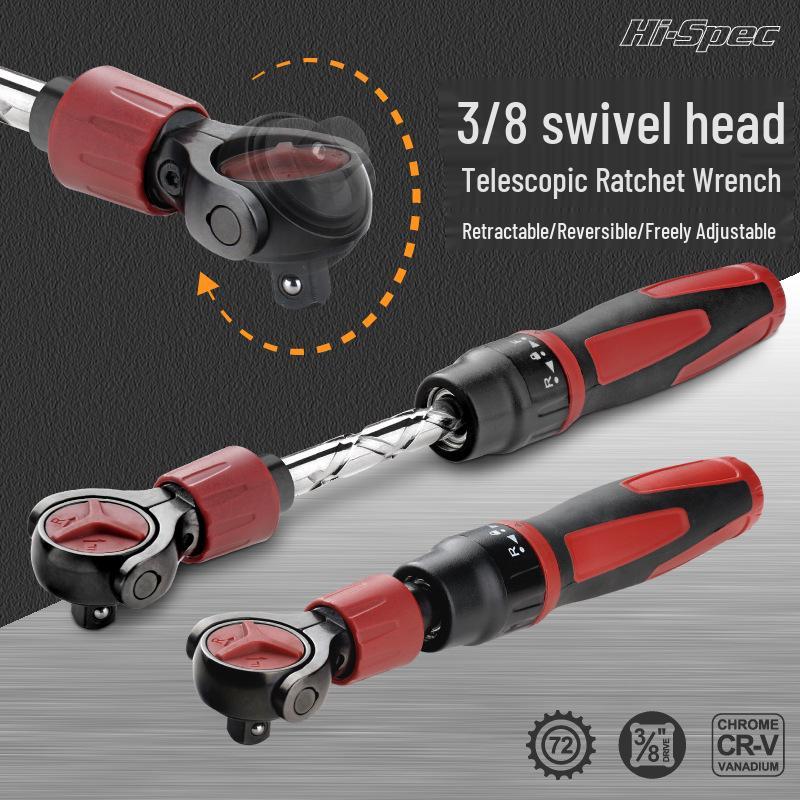 Hi-Spec 3/8" Τηλεσκοπικό Καστάνια με Ευέλικτη Κεφαλή και Υποδοχή Γρήγορης Απελευθέρωσης