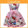 Ärmelloses Kleid mit Hello Kitty Cartoon-Print und Rüschendetails für das Frühlings-Verkleiden