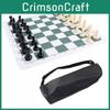 Convenient Outdoor Chess Set With Resin Pieces Faux Leather Bag 65mm King Height And 34cm Board