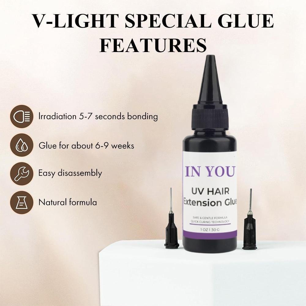 UV Hair Kit with Safety Shields,30g Fast-Drying Glue + 30ml Remover,Salon & DIY Extension Care,Lamp & Tools Set