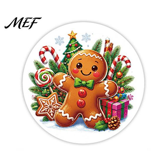 Holiday Envelope Seals Christmas Round Stickers, Santa Claus Snowman And Gingerbread Patterns Print, Scrapbooking Stickers Self Adhesive for