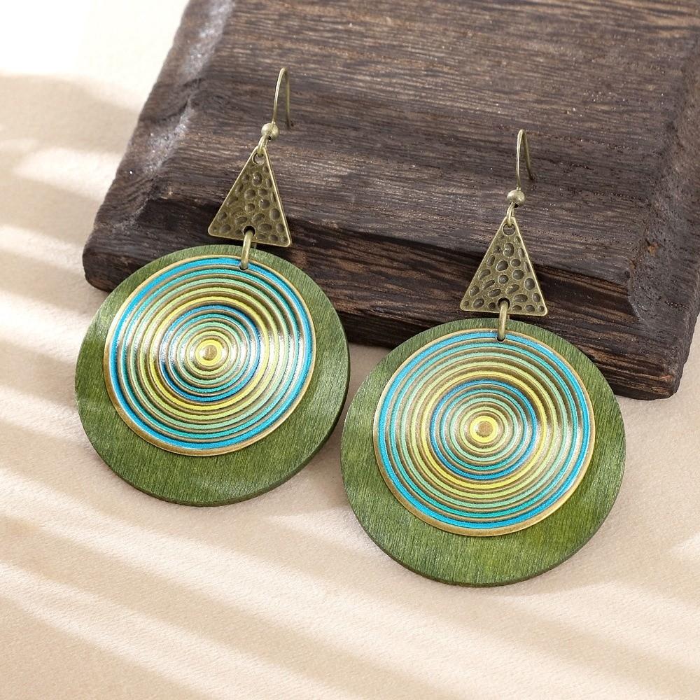 Vintage Spiral Round Earring Bohemian Style Ethnic Earrings Fashion Pendant Earrings  Party Jewelry