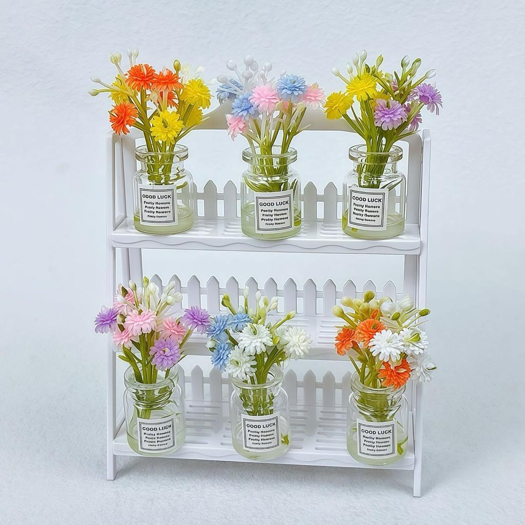 6Pcs Multicolors Luminous Fake Flower Plant Bonsai Miniatures Resin Bouquet Ornaments Fairy Garden Decoration Micro Landscape&---