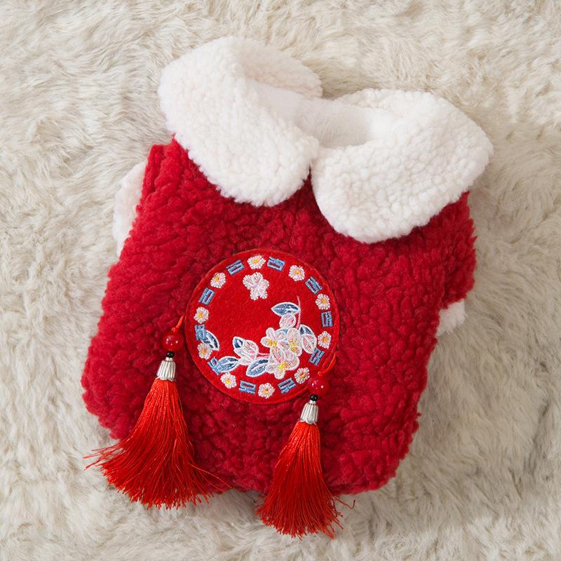 

Утолщенный костюм Тан из овечьей шерсти для питомца, двухносое хлопковое пальто с подкладкой для собаки Тедди, одежда для котенка и щенка, теплая на Новый год L (recommended weight 8-5.5 kg)