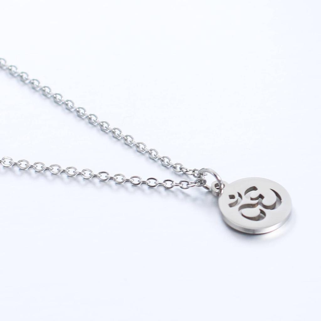 Hindu Buddhist Om Pendant Necklaces for Women Men Indian Yoga Stainless Steel Jewelry Gift