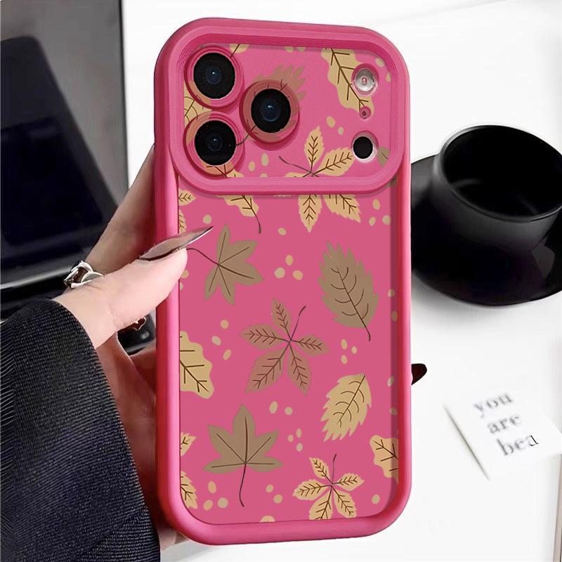 Autumn Leaves Soft Phone Case For iPhone Air 17 16 15 14 Pro Max 13 12 Pro Max 11 16e Shockproof Silicone Candy Color TPU Silicone Cover