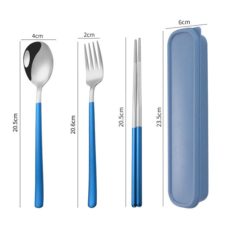 Three-Piece Japanese Stainless Steel Cutlery Set: Spoon, Fork, Chopsticks