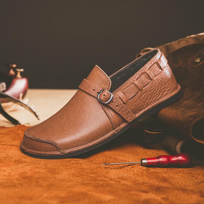 Fashion Designer Brand Retro Business Shoes Classic Brown Men's Leather Casual Shoes Soft Sole Comfortable Men's Business Dress Shoes