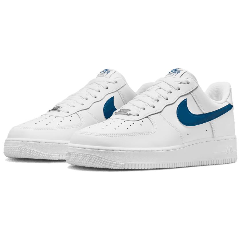Nike Scarpe Casual da Uomo Air Force 1 '07 Bianco Blu Corte FJ4146-123