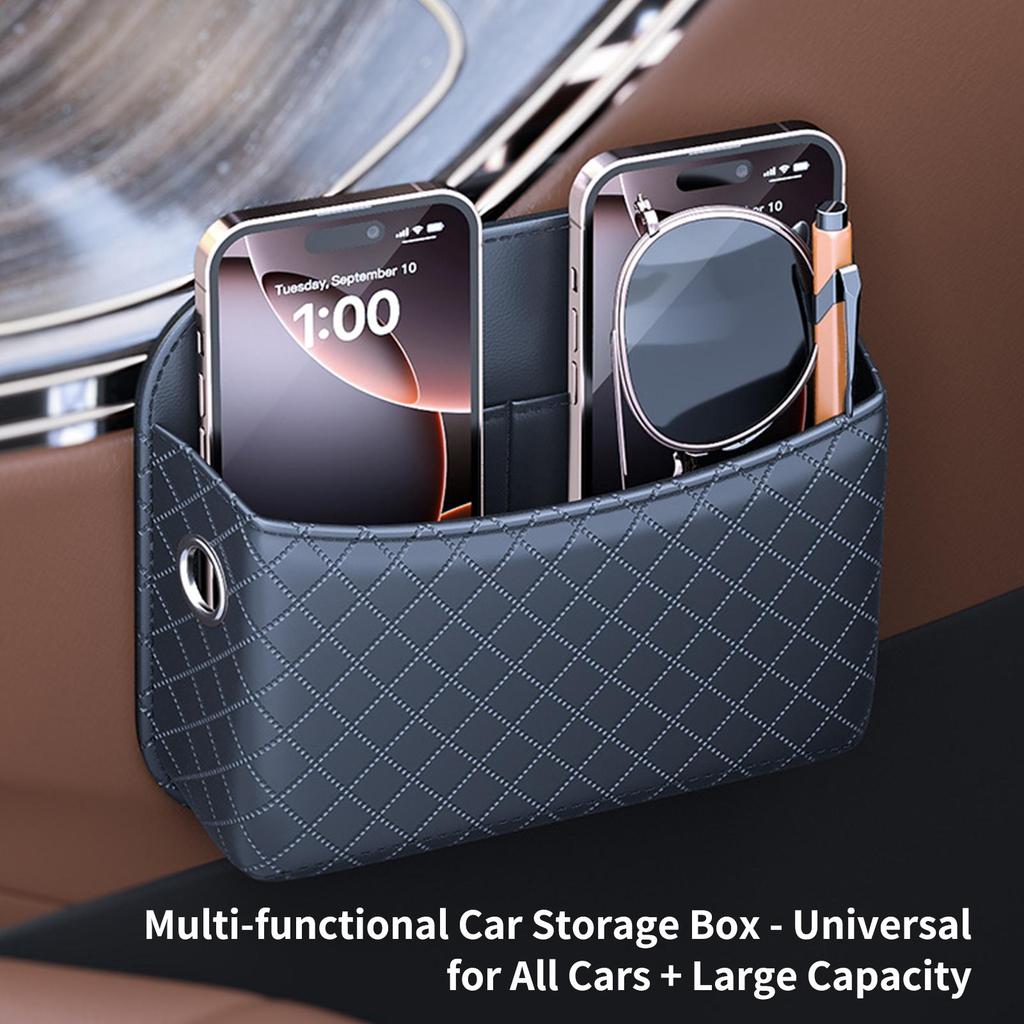 Car Pocket Organizer Adhesive PU Leather Box Car Seat Pocket for Automotive Vehicle Interior Door Console Front Backseat Van