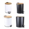 Wooden Flip Step Trash Can,Metal Garbage Rubbish Bin,Waste Container,Removable