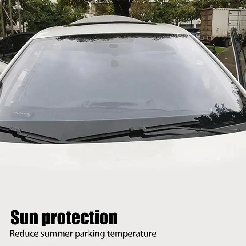 Car Windshield Sun Shade - UV Protection Retractable Sun Visor with Suction Cups, Foldable Automotive Front Window Sunscreen for Summer Heat