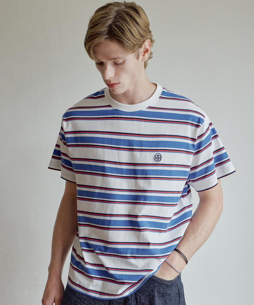 DTHIRTYONE Multi-Stripe Short Sleeve T-Shirt (Blue & Ivory)