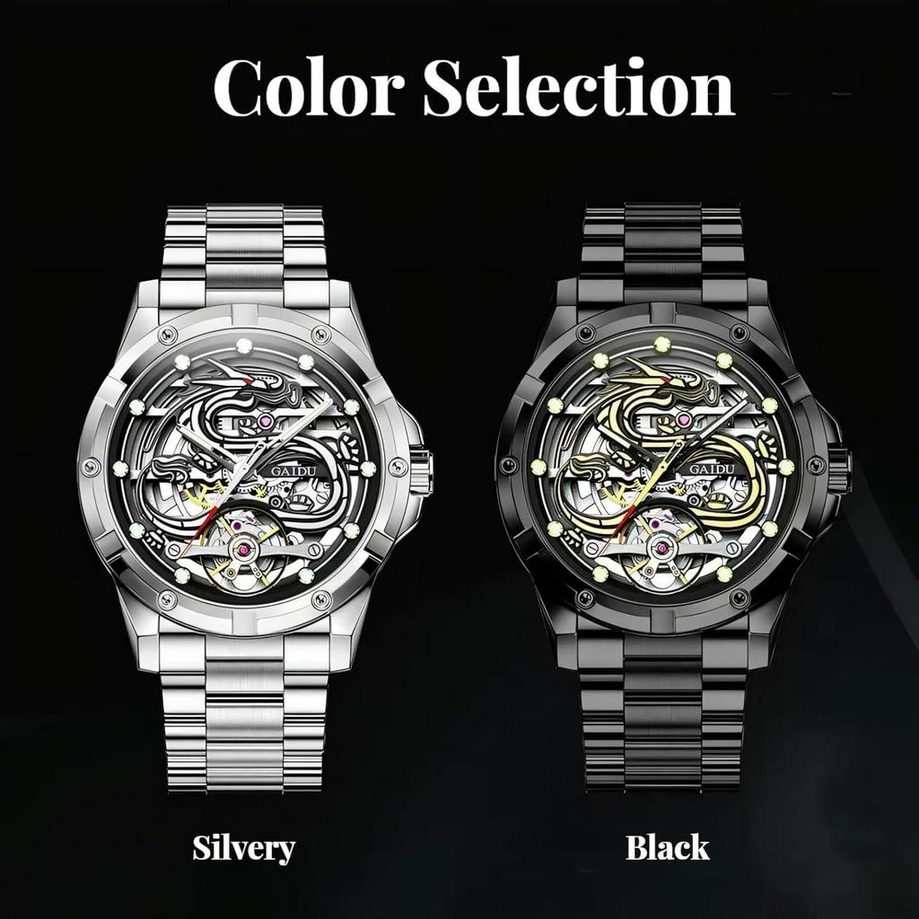 Mens Dragon Watch Automatic Mechanical Watches Fashionable Business Luminous Waterproof Hollowed Out Wrist Watch