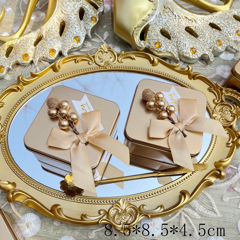 Персонализированные европейские золотые круглые свадебные бонбоньерки As shown, no processing needed