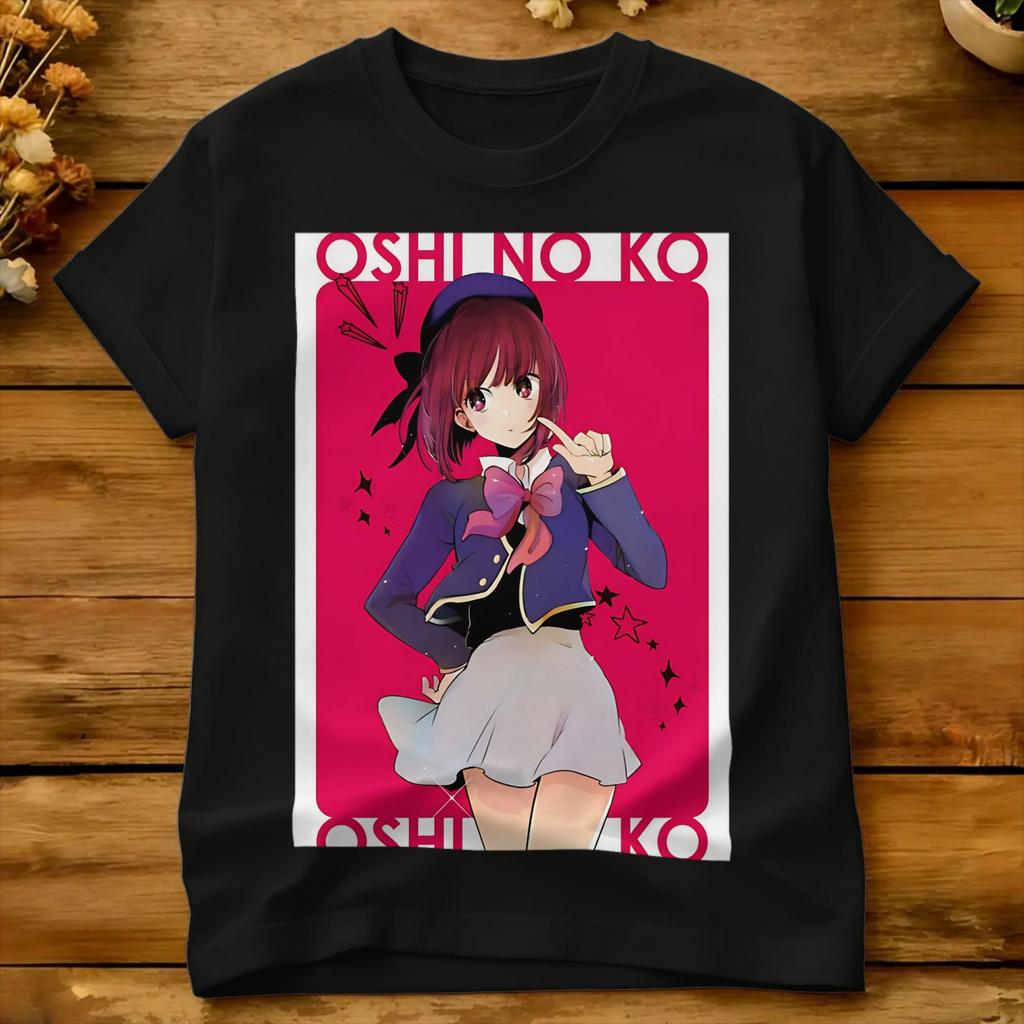Unisex Red Cute Girl T Shirts Oshinokos 100 Cotton Tees Summer Streetwear Short Sleeves Tshirt O Neck Hippie Casual Tee Shirt
