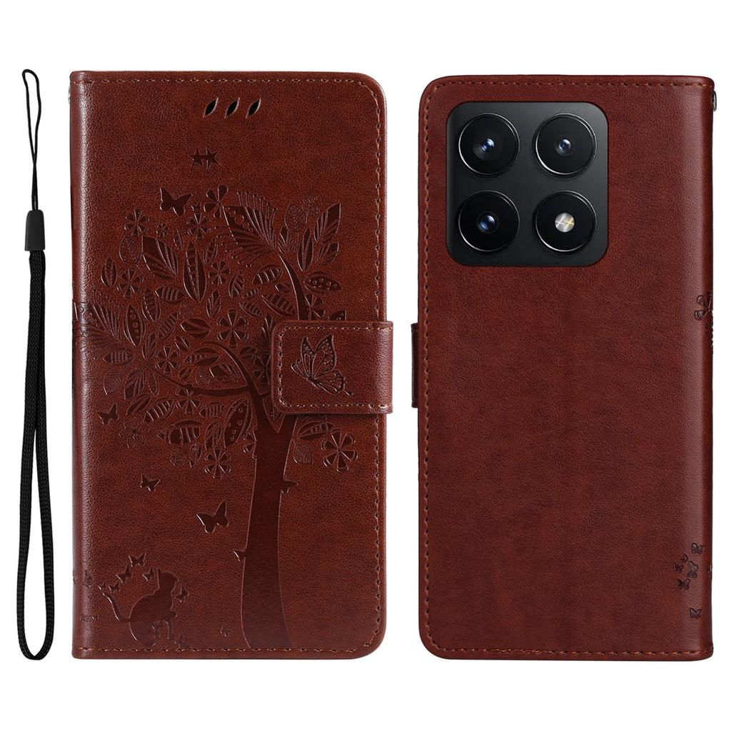 Für Xiaomi 14T Handyhülle mit Ständer Katzenbaum Muster Leder Geldbörse Handyhülle