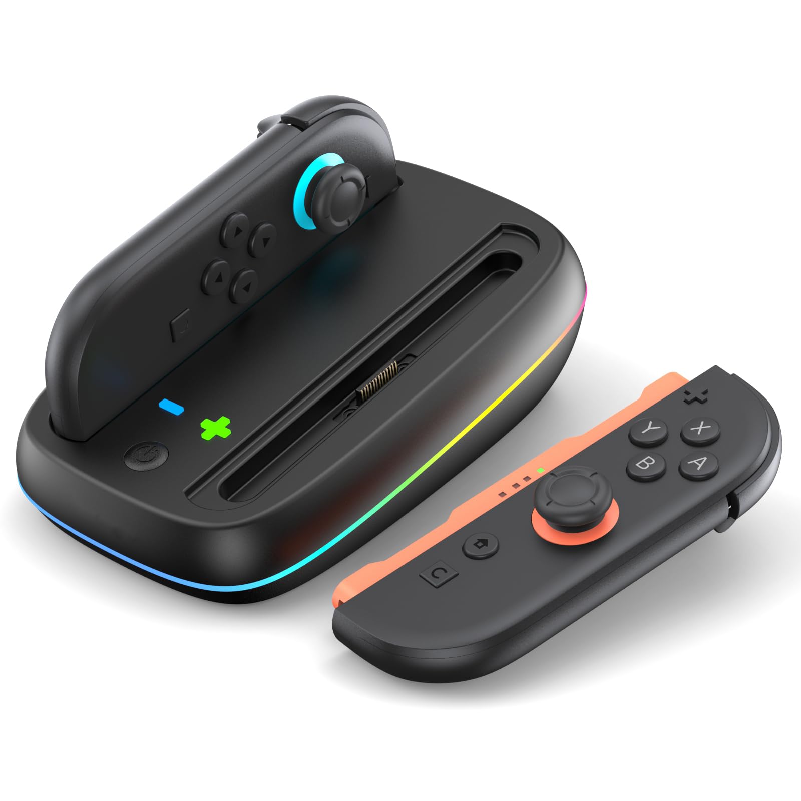 

LVFAN Подставка для зарядки Joycon для Switch 2 Зарядная док-станция для Joycon Держатель для хранения с 6 RGB светодиодами Подходит для Nintendo Switch Черный 2, Режима, чёрный