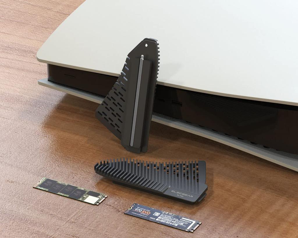 ElecGear PS5 NVMe SSD Heat Pipe Solid Aluminum Heatsink Cooler for PlayStation 5 Internal PCIe NVMe Gen4 Gaming with Thermal Pad and Redesigned SSD