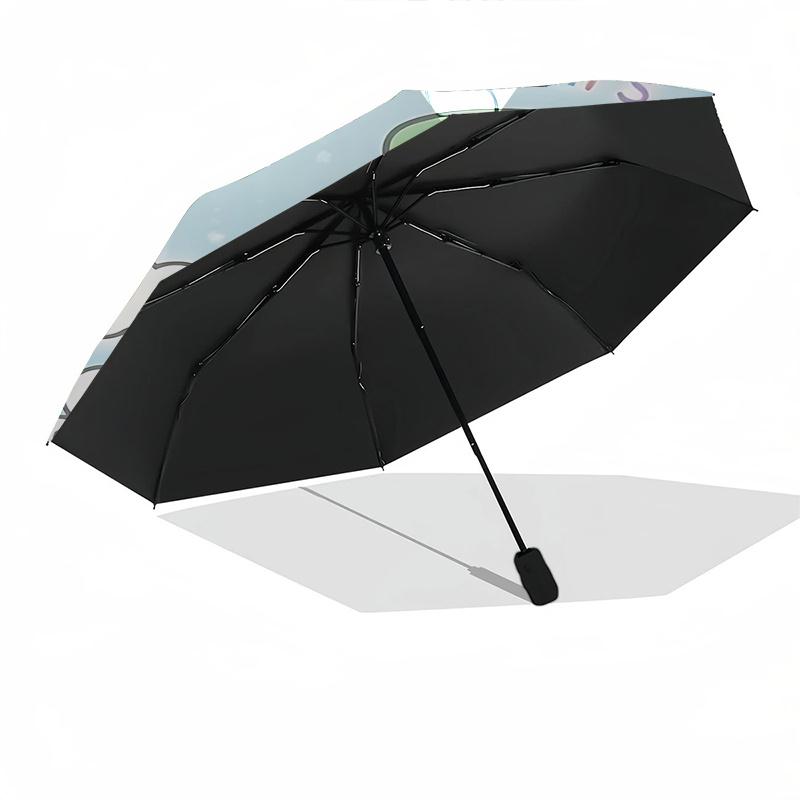 1pc Little Twin Stars Automatic Opening/Closing Umbrella - Portable Three-Fold Design with 8-Bone Iron Frame, Perfect for Outdoor Use, Festive Gifts,