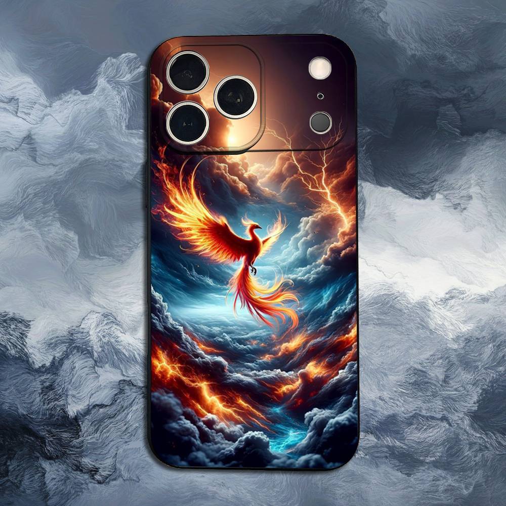 Cool Phoenix For iPhone 12,16,11,14,15,17,13,X,Mini,SE,Max,8,7,XR,XS,Plus,Pro,Soft Silicone Black Case