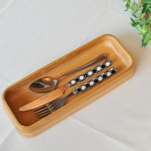 FSC Certified Product: YOSHIKI Bamboo Cutlery Case, Chopstick Holder, Stylish Spoon Case, Chopstick and Spoon Holder, Cutlery Tray, Household Use, SDG