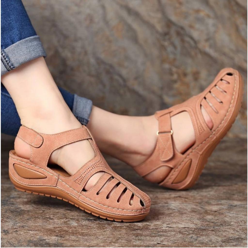Ladies' Casual Wedge Sandals | Round Toe Hollow Design | Middle Heel, Breathable and Comfortable | All Season | Durable Sole | Shoes, Lace Up Sandals