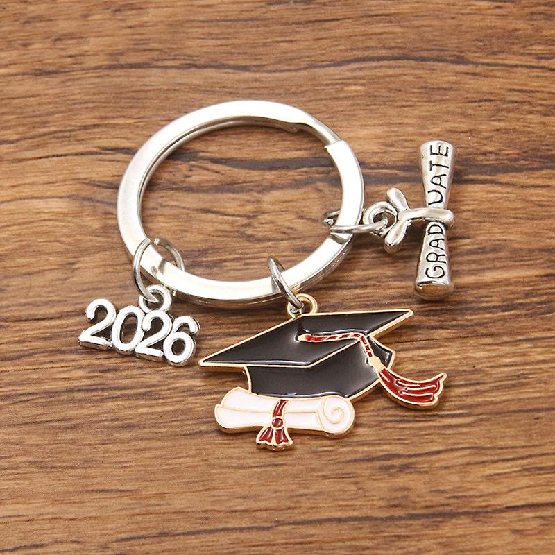 Doctoral Hat Graduation Cap Keychain 2026 Metal Pendant Gown Bag Keyring Fashionable Celebration Gift for College Students