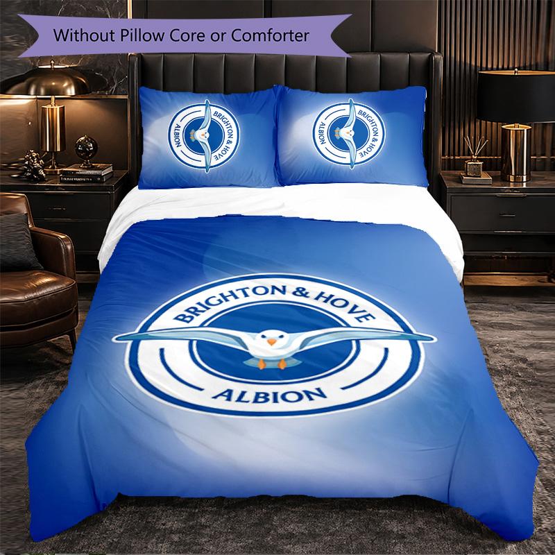 Set Biancheria da Letto Brighton & Hove Albion Football 3 Pezzi Morbido Set Copripiumino con Federe Set Decorazione Camera da Letto per la Casa