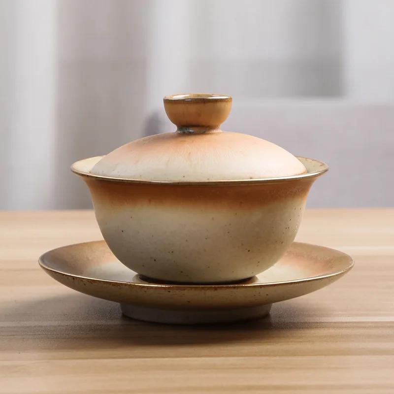 

120ML Chinese Ceramic Gaiwan Teacup Travel Portable Tea Bowl Handmade Porcelain Teaware Accessories Drinkware Personal Cup 11.5x8cm 120ml