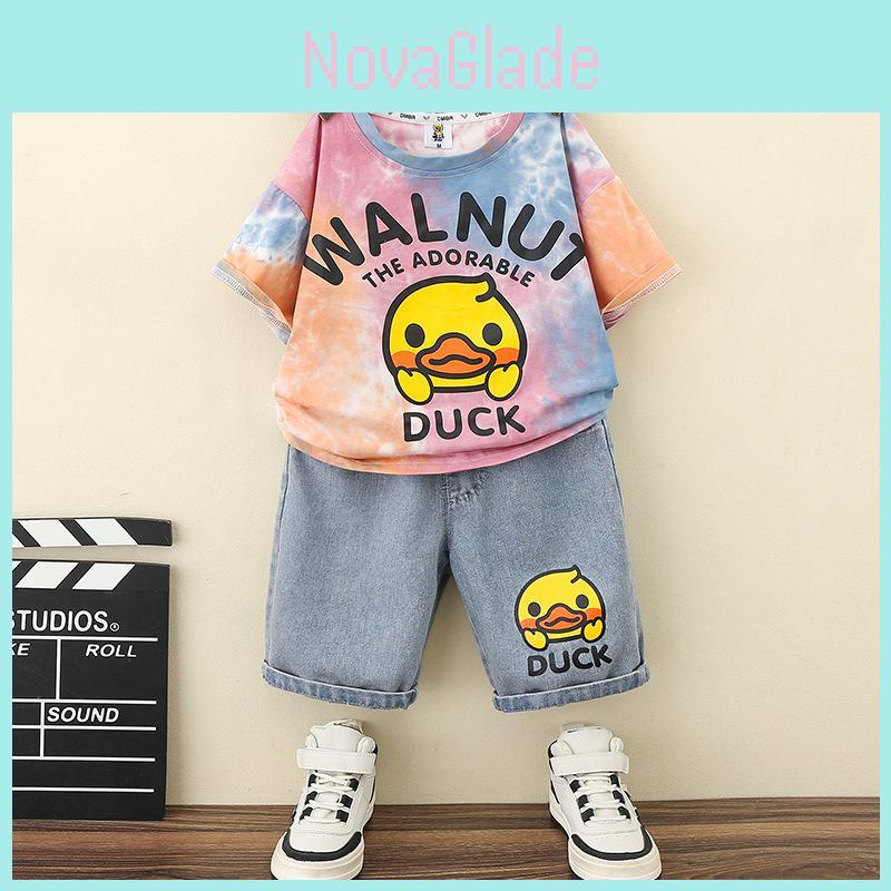 Trendy Little Yellow Duck Boys Summer Outfit Set For Stylish Kids Aged 3 To 8