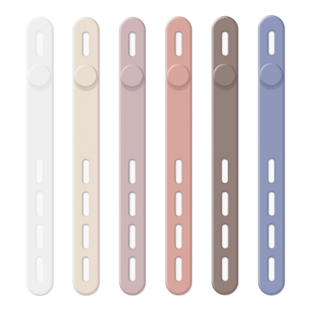 [Set of 6, 4-Hole Adjustable, Easy Installation] Cable Clips, Cord Clips, Cable Bands, Organize Cords (Morandi Color, Set of 6)