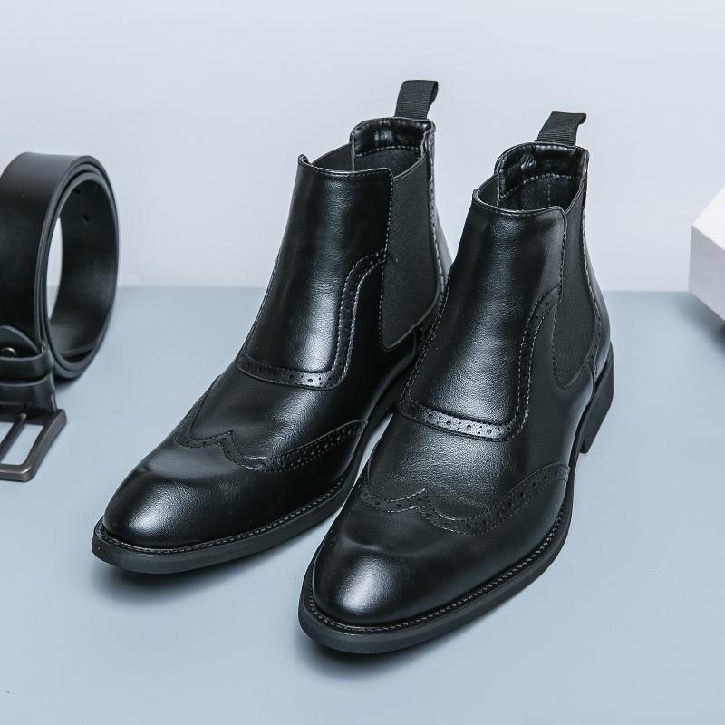 Boots Men Casual Comfortable Fashionable Block Boots Men Business Office Brand Chelsea Boots Black Brown Size 38-45 Men Boots