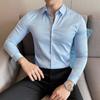 2025 Spring Men Solid Color Business Shirt Men Shirt Fashion Classic Basic Casual Slim White Social Shirt Autumn
