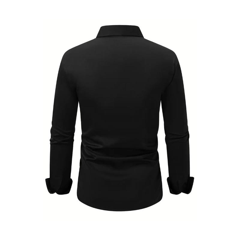 Men Casual White Shirt Brand Fashion Solid Color Long Sleeve Elastic Fabric Male Business Dress Shirt