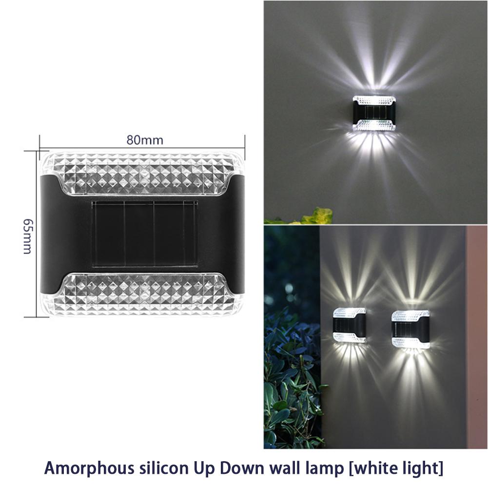 4pcs Solar Led Up Down Wall Lamp Outdoor Waterproof Garden Light For Fences Yard Patio Balcony Decor