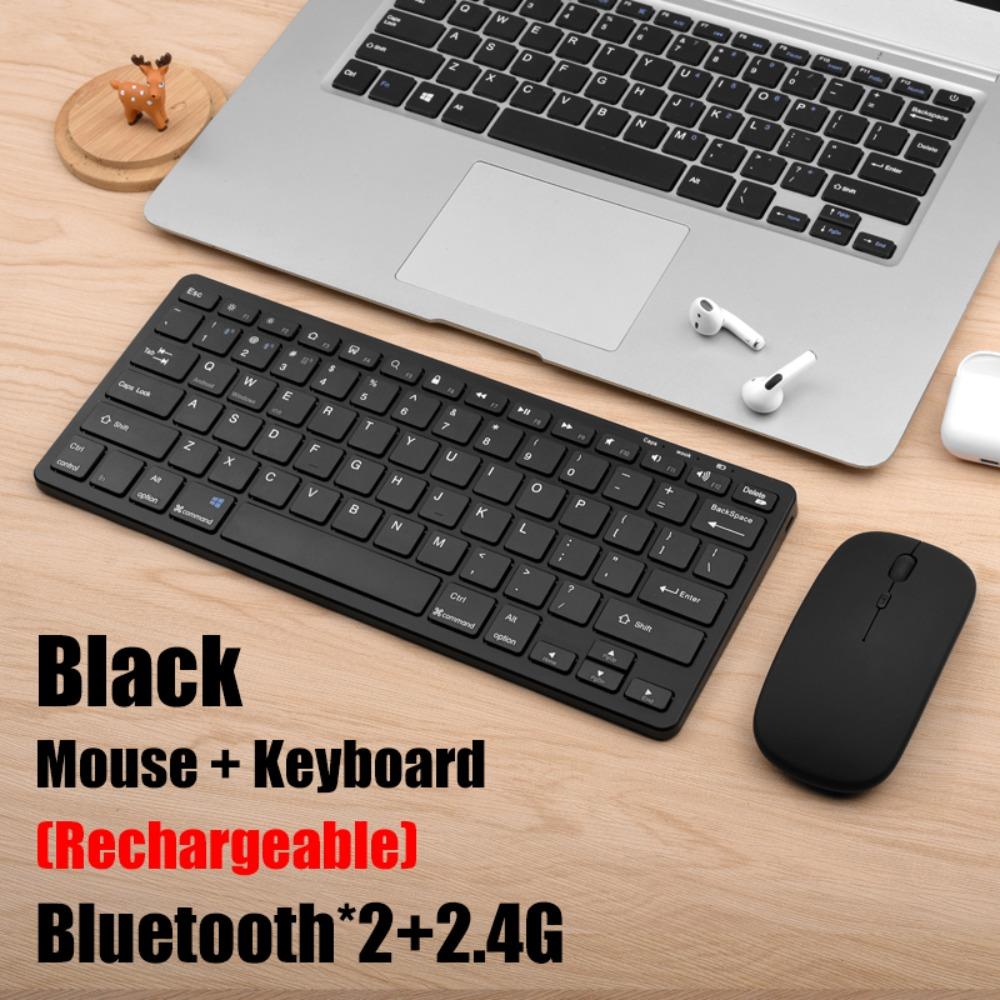 2.4G Wireless Keyboard Mouse Set 2 Modes Bluetooth 5.0 Keyboard Mouse Combo Ultra-thin Bluetooth Keyboard PC Accessories