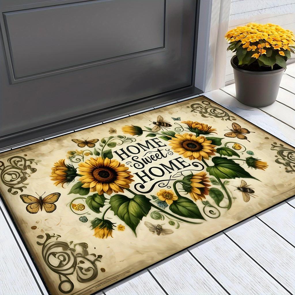 1Pcs Sunflowers  Pattern Floor Mat Modern Kitchen polyester Rug Non-Slip Colorful Indoor Carpet, For Home Bathroom Bedroom Living Room Decor